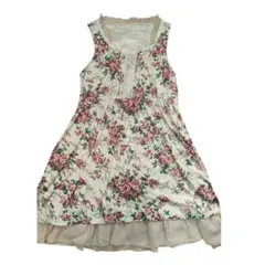 d*7様 axes femme 花柄 バラ柄 ノースリーブワンピース フリル ロ