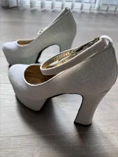 MIHATO グリッター ホワイト ハイヒール ウェディングシューズ