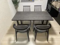 ダークグレー ダイニングテーブルと椅子4脚セット