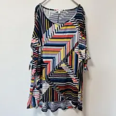 スペンス [XL] カットソー 五分袖 幾何学 多色 ビスコース