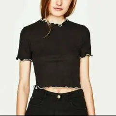 ZARA リブ編みクロップドトップス