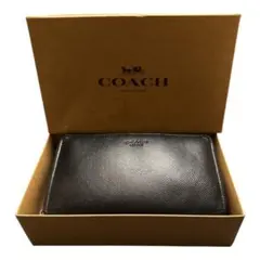 COACH コーチ ダブルジップ オーガナイザー 長財布 ブラック レザー