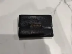 miumiu ミュウミュウ 三つ折り財布　レザー　本革　黒