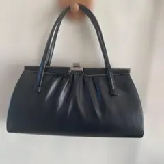 昭和レトロ黒いレザーハンドバッグ