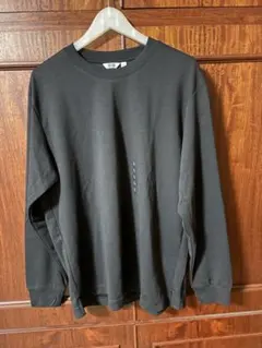 UNIQLO エアリズムコットンクルーネックT 長袖 ブラック L