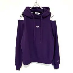 FILA フィラ 肩出し パーカー オープンショルダー パープル Fサイズ