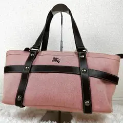 【美品】バーバリーブルーレーベル ミニボストン キャンバス ピンク y2k