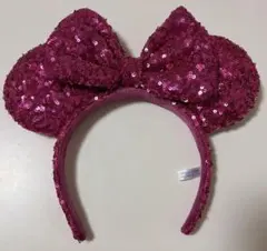 東京ディズニーリゾート　カチューシャ　スパンコール濃ピンク