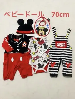 BABYDOLL　ミッキーマウスロンパース　スタイ　帽子　セット　オーバーオール