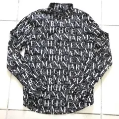 アルマーニ エクスチェンジ 総柄ロゴ シャツ 美品 ブラック M