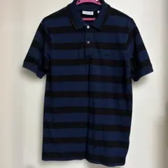 LACOSTE ネイビー ブラック ストライプ ポロシャツ US XS