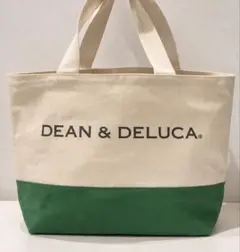 新品 バイカラー キャンバストートバッグ 緑×アイボリー 大容量マチありシンプル