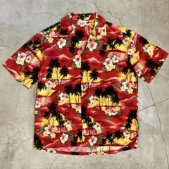 90's ハワイ USA製 ビンテージ アロハ シャツHawaii 赤 XL