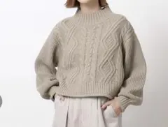 【オペークドットクリップ】ミドルゲージ ケーブルショートニット【洗濯機洗い可】