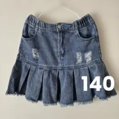 【SHEIN】ダメージデニムフリルスカート／10y