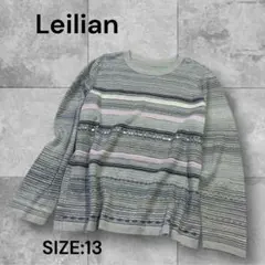 e1376☆Leilian ボーダー柄サマーニットセーター サイズ13