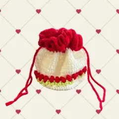 チューリップ巾着 ポーチ ハンドメイド 編み物