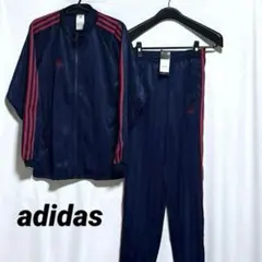 adidasでかロゴ×トリコロールカラーナイロンジャージセットアップ上下