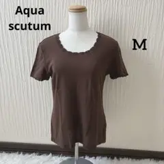 アクアスキュータム Aquascutum 半袖カットソー ブラウン 茶レース Mのサムネイル