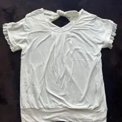 ホワイト フリル袖 バックリボン Tシャツのサムネイル