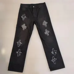 クロス刺繍 ブラックデニムパンツのサムネイル