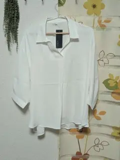 4L 大きいサイズレディース ブラウス 新品 ホワイト 七分袖