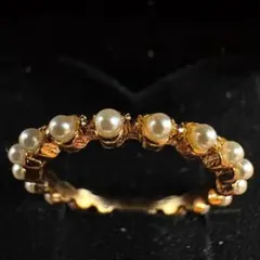 239 遺品整理 生前整理 アンティーク風 外周パール風装飾リング 指輪