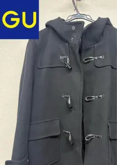 GU ブラック ダッフルコート フード付き