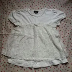 130cm コムサ白レースTシャツ
