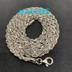 ロング silver 925 シルバー ループ チェーン ネックレス ツイスト