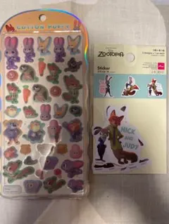 コットンパフィーシール　ズートピア　ディズニー　ズートピア　ステッカーシール
