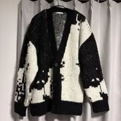 ZARA アート風ニットカーディガン S-M