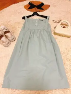 美品•フォクシー•水色ノースリーブAラインワンピース