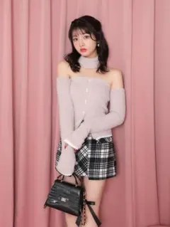 【M me eme】ニットトップス ピンク　エムミーエメ 𝗠 𝗺𝗲 𝗲𝗺𝗲 𝟮𝟰𝗔𝗪 𝗠𝗢𝗡𝗢𝗧𝗢𝗡𝗘 𝗖𝗢𝗟𝗟𝗘𝗖𝗧𝗜𝗢𝗡