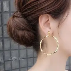 No.167 大ぶり ゴールドリング フープピアス