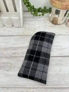 メガネケース グレーチェック秋冬☆ハンドメイド ソフトケース