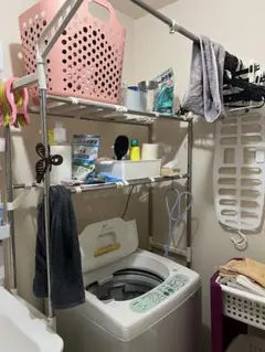 現地引き渡しシルバー ランドリーラック 2段