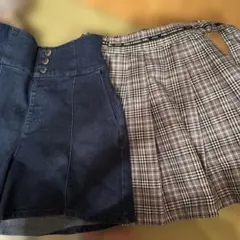Lovetoxic デニムキュロット　 チェックミニスカート　160