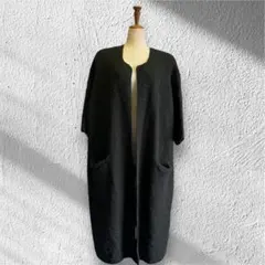 ichi 鹿の子編みニット　ロングカーディガン モスグリーン　7分袖　ゆったり