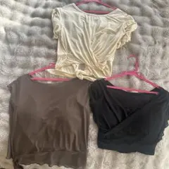 yomomentヨガウェア 3点セット アイボリー 黒 ダークブラウン