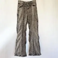 Y2Kスタイル フレア　ブーツカット　ブラック　グレー　デニム　パンツ　ジーンズ