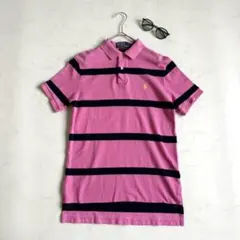 極美品✨ポロバイラルフローレン ボーダー ポロシャツ ピンク ネイビーのサムネイル
