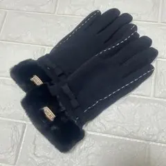 レディース 手袋 新品 ファー付き 防寒 冬用 ブラック おしゃれ グローブ