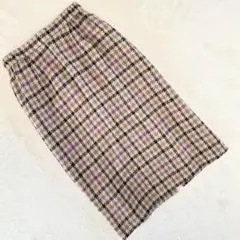 missan チェック柄 タイトスカート ベージュ系 Mサイズ レディース 秋冬