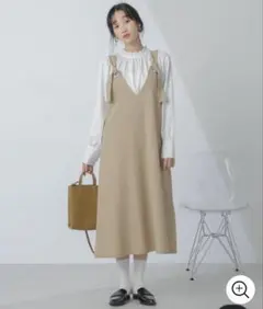 前後2wayベルトストラップワンピース　ベージュ