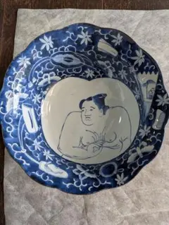 染付 舟人山水図 輪花皿 骨董品 - メルカリ