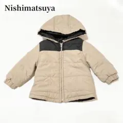 西松屋フード付きダウンジャケットアウター 80cmベージュブラックベビー服冬服