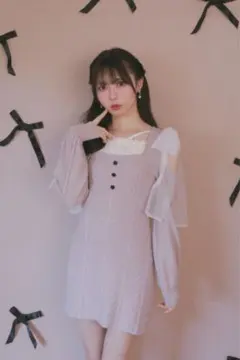 evelyn ハートオフショルリボン ワンピース 水瀬さららコラボ ブラック