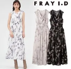 FRAY I.D ウエストシャーリングフラワープリントワンピース DNVY