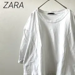 ZARA Tシャツ 七分袖 シャツドッキング クルーネック ストライプ ゆったり